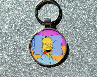 Oh Great Dad's Dead Homer Simpson Pendant Keychain Selma's Choice Duff Gardens