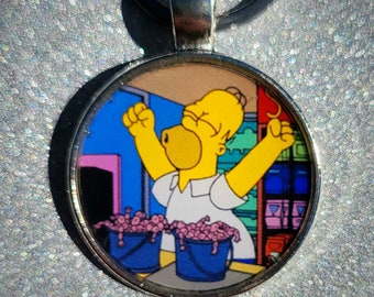 Homer Simpson Cheap Meat! Kwik-E-Mart Keychain Pendant