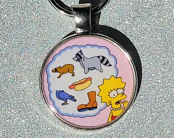 Lisa the Vegetarian Hot Dog Thought Bubble Simpsons Keychain Pendant