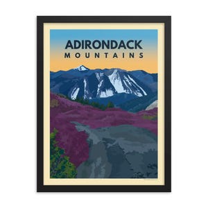 Adirondacks Poster Print | Sunrise in the Adirondack High Peaks, Home Decor Artwork, Vintage Travel Poster