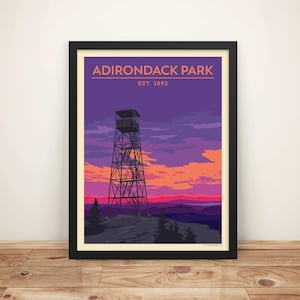 Adirondacks Travel Poster | Adirondack Fire Tower