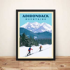 Adirondacks Poster Print | Ski Touring in the ADK - Home Decor Artwork, Vintage Travel Poster