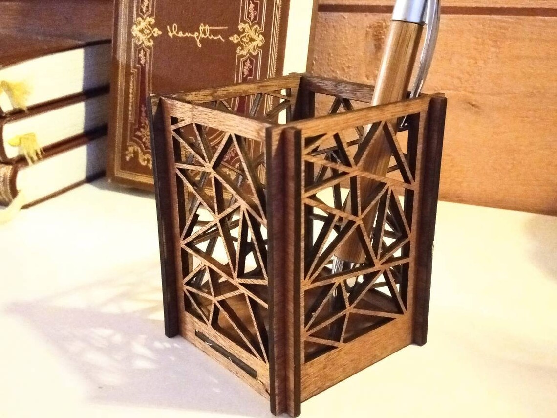 Open wooden pencil pot Etsy