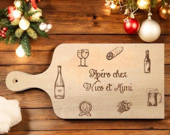 Planche à découper personnalisée • Gravure laser • Cadeau apéro • Planche en bois massif • Idée cadeau • Fait en France