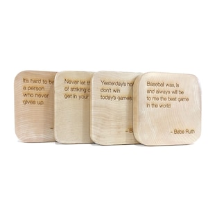 Babe Ruth Quote Wood Coaster Set, Sports Gift, Baseball Gifts, Gifts for Him