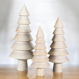 Handmade Christmas Tree Wooden Ornament Set of 4 Unique Christmas Ornament Miniature Traditional Christmas Tree Decor Housewarming Gift