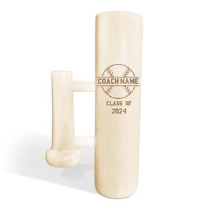 Personalized Baseball Gift for Coach, Custom Baseball Tumbler with Handle, Personalized Wooden Bat Mug for Baseball Enthusiast, Gift for Him