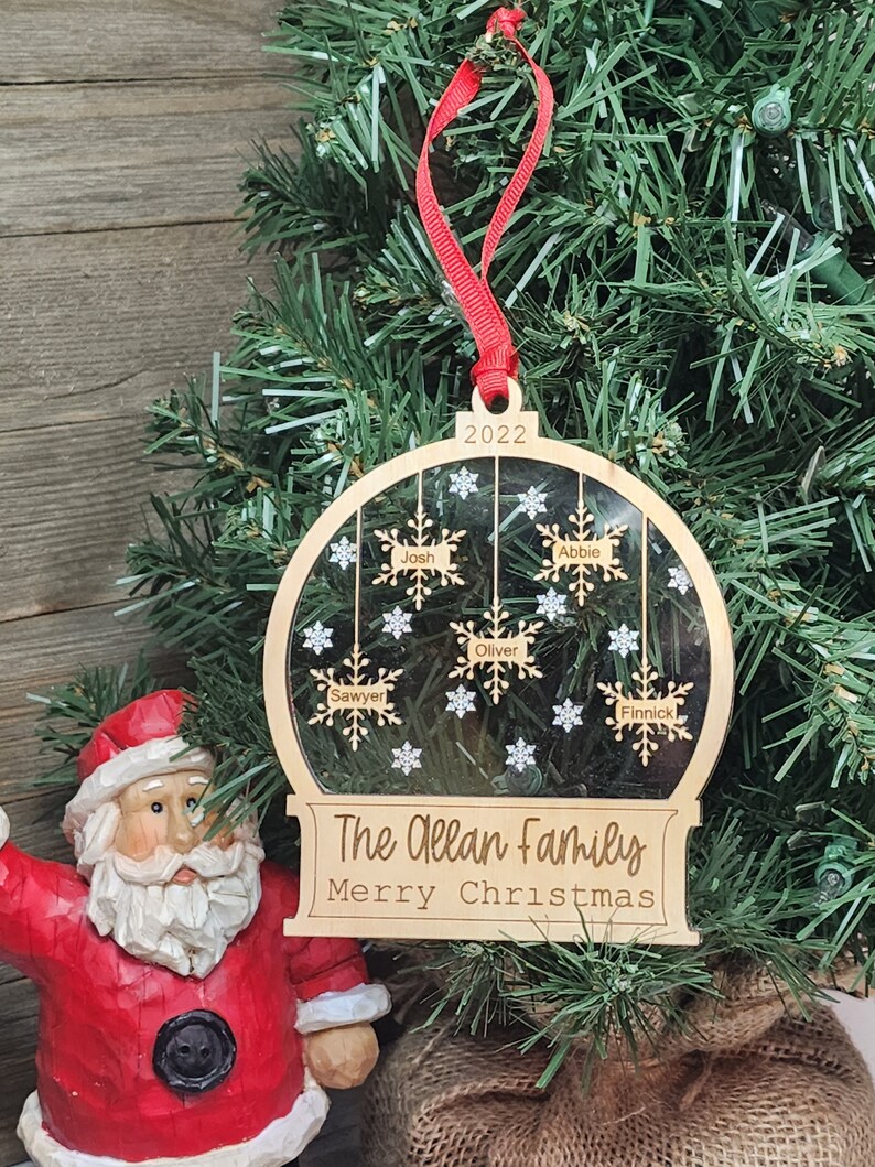 Snow Globe Family Ornament, Personalized Snowflake, Christmas Ornaments ...