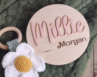 Double sided Baby Name Sign, Baby Announcement sign