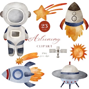 Clipart di astronomia, pacchetto spaziale, clipart spaziale, clipart a tema astronauta