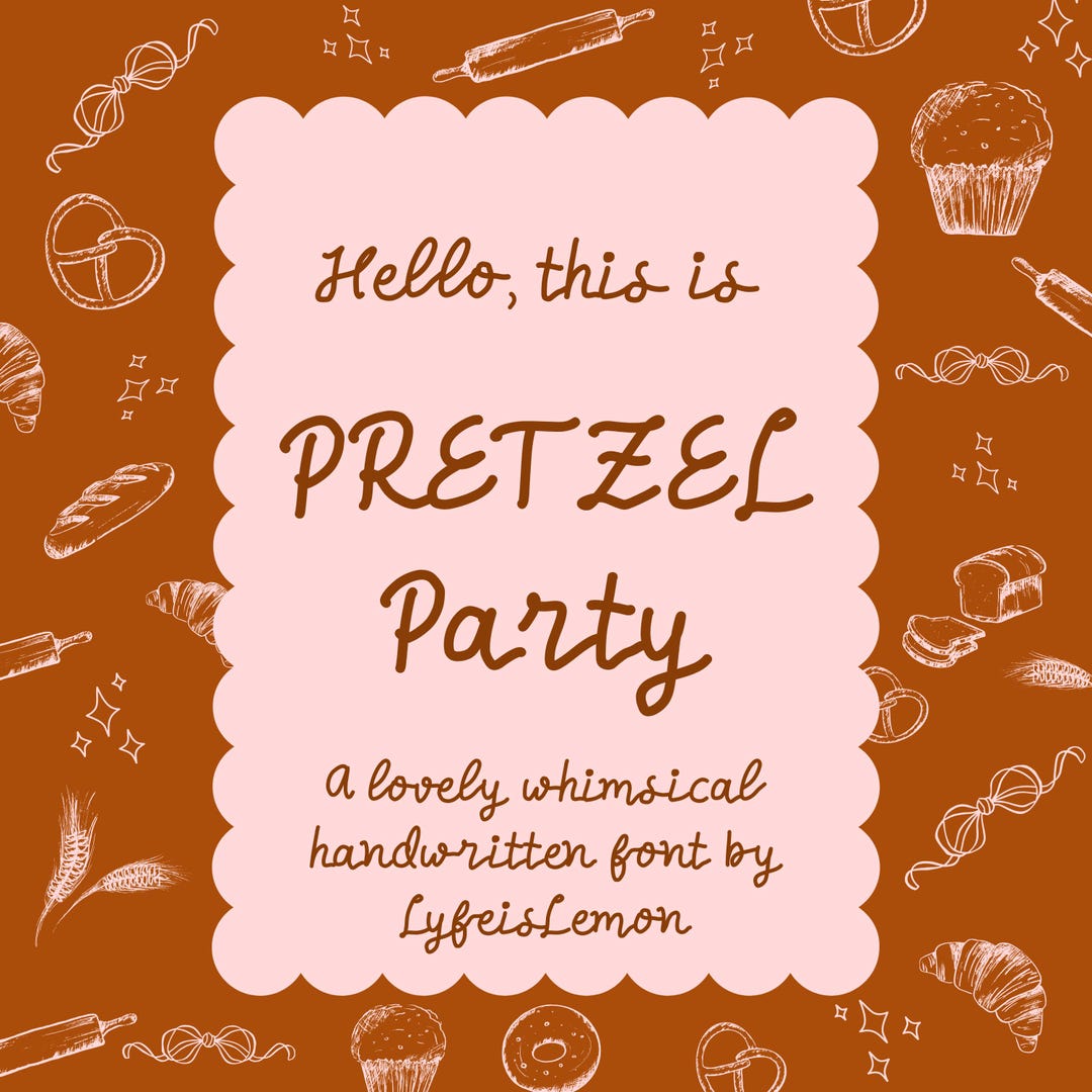 Playful Handwriting Font: Pretzel Party Cursive (OTF & TTF), Canva Font ...