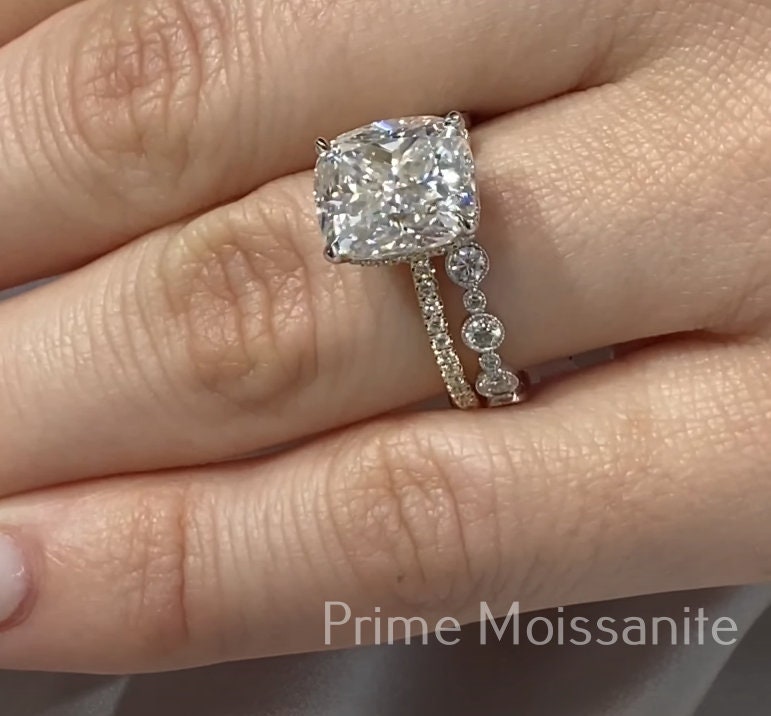 5.0 Ct Elongated Cushion Cut Engagement Ring Elongated Etsy