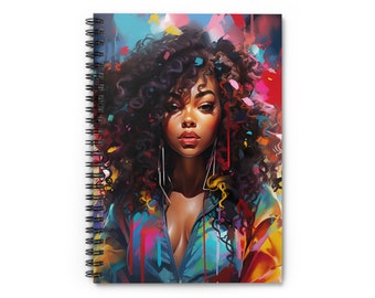 Quaderno a spirale Black Queen / 6 x 8 pollici / 118 pagine a righe / Perfetto per diario, appunti ed elenchi / Regali per ragazze e donne nere