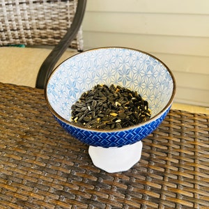 Blue and White Bird Feeder