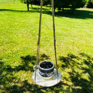 Vintage Tea Cup Bird Feeder and Hanger