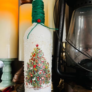 Botella decorativa árbol nevado