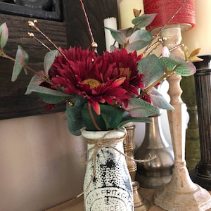 Fall Vase with Burgundy Sunflowers