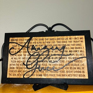 Wood Amazing Grace Sign and Stand