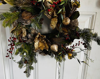 Gold Pear Wreath with Berries