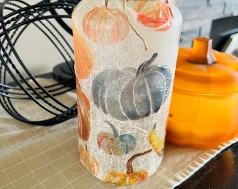 Candelabro de calabaza: Decoración otoñal con vela de té (7,6 x 18 cm)