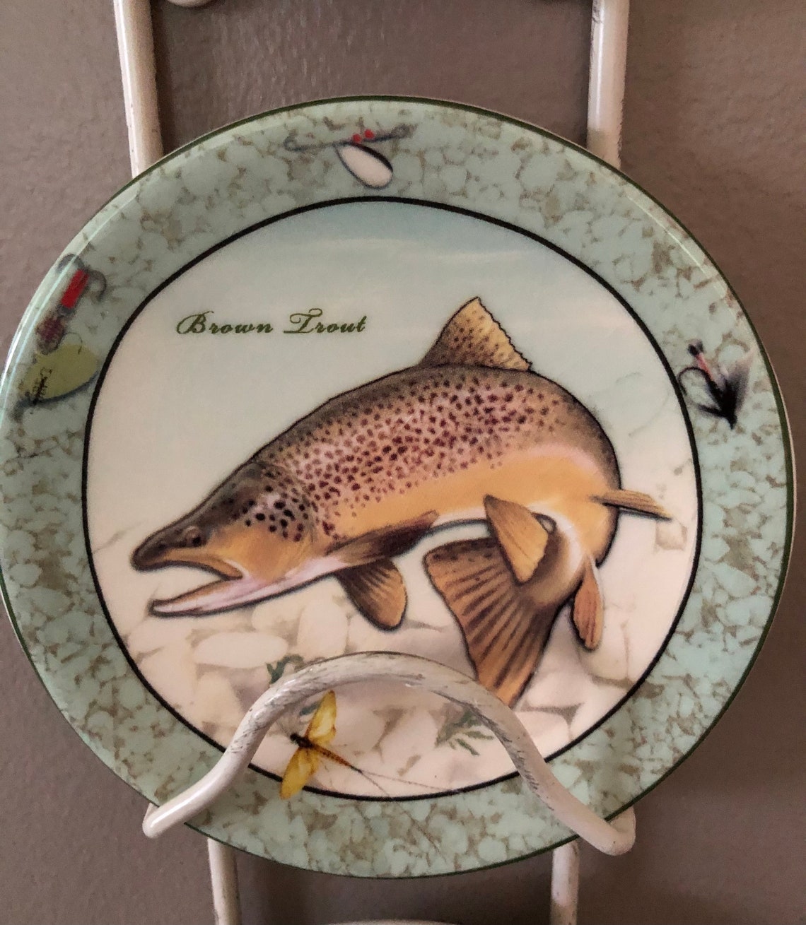 Fishing Plates and Metal Stand Etsy