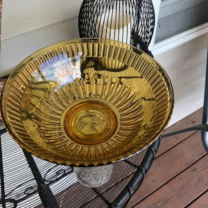Vintage Amber Glass Bird Feeder
