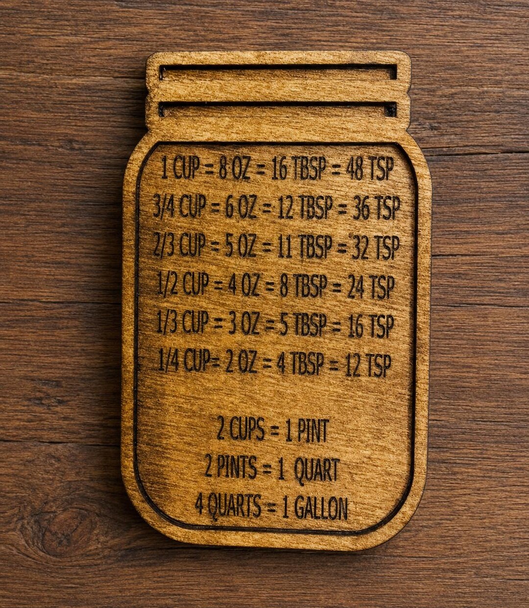 Wood Kitchen Conversion Chart Magnet - Etsy