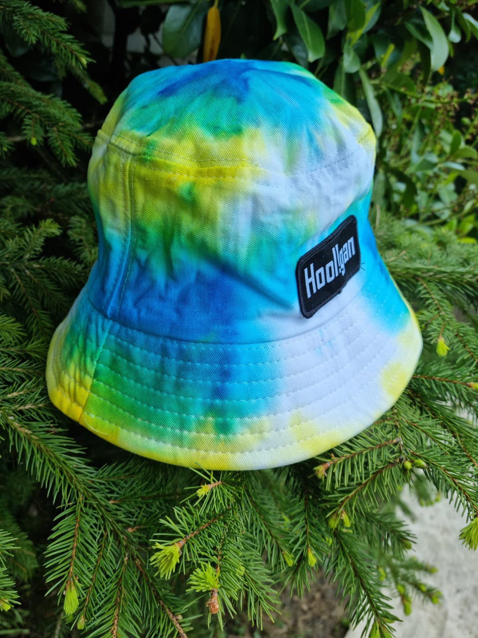 Tie dye bucket hat blue yellow & green Etsy