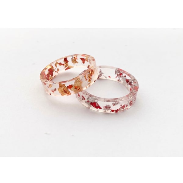 Handgemachter Ring, „Gold Dragon“/„Silver Dragon“, rot und Silber/Gold