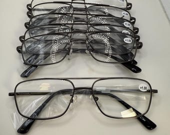6 Pack Mens Retro Aviator Reading Glasses Metal Frame Blue Light Blocking Readers