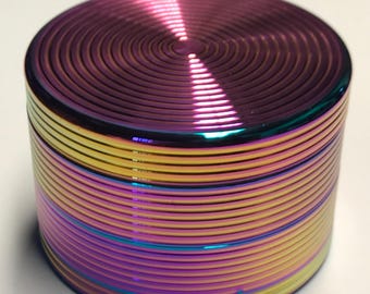 2.5 Inch 4 Piece Large Storage Metal Dry Herbal Herb Tobacco Spice Grinder Smoke Crusher Rainbow