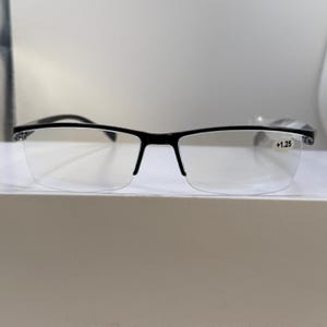 6 Pack Mens Rectangular Half Frame Blue Light Blocking Reading Glasses Black Spring Hinge Readers image 3