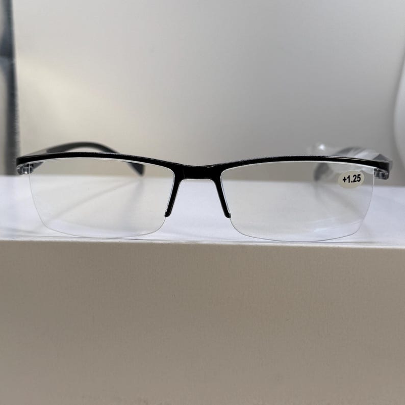 6 Pack Mens Rectangular Half Frame Blue Light Blocking Reading Glasses Black Spring Hinge Readers image 3