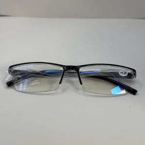 6 Pack Mens Rectangular Half Frame Blue Light Blocking Reading Glasses Black Spring Hinge Readers image 2