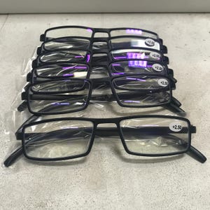 6 Pack Mens Womens Unisex Lightweight Rectangular Blue Light Blocking Reading Glasses TR90 Unbreakable Readers