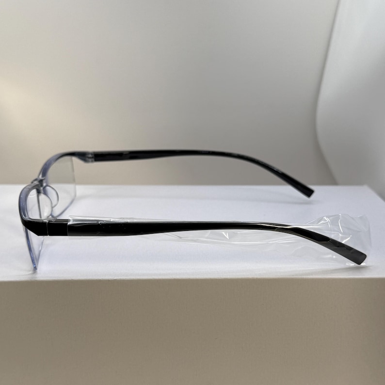 6 Pack Mens Rectangular Half Frame Blue Light Blocking Reading Glasses Black Spring Hinge Readers image 5
