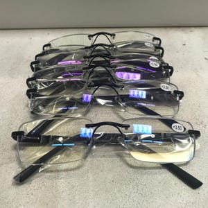 6 Pack Mens Rectangular Rimless Blue Light Blocking Reading Glasses Spring Hinge Readers Whit Hight Grade Lenses
