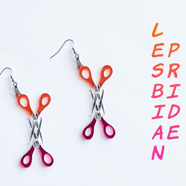 LGBTQ+ | Pride | LESBIAN | BISEXUAL | Tribadism | Tribbing | Acrylic Scissor Earrings