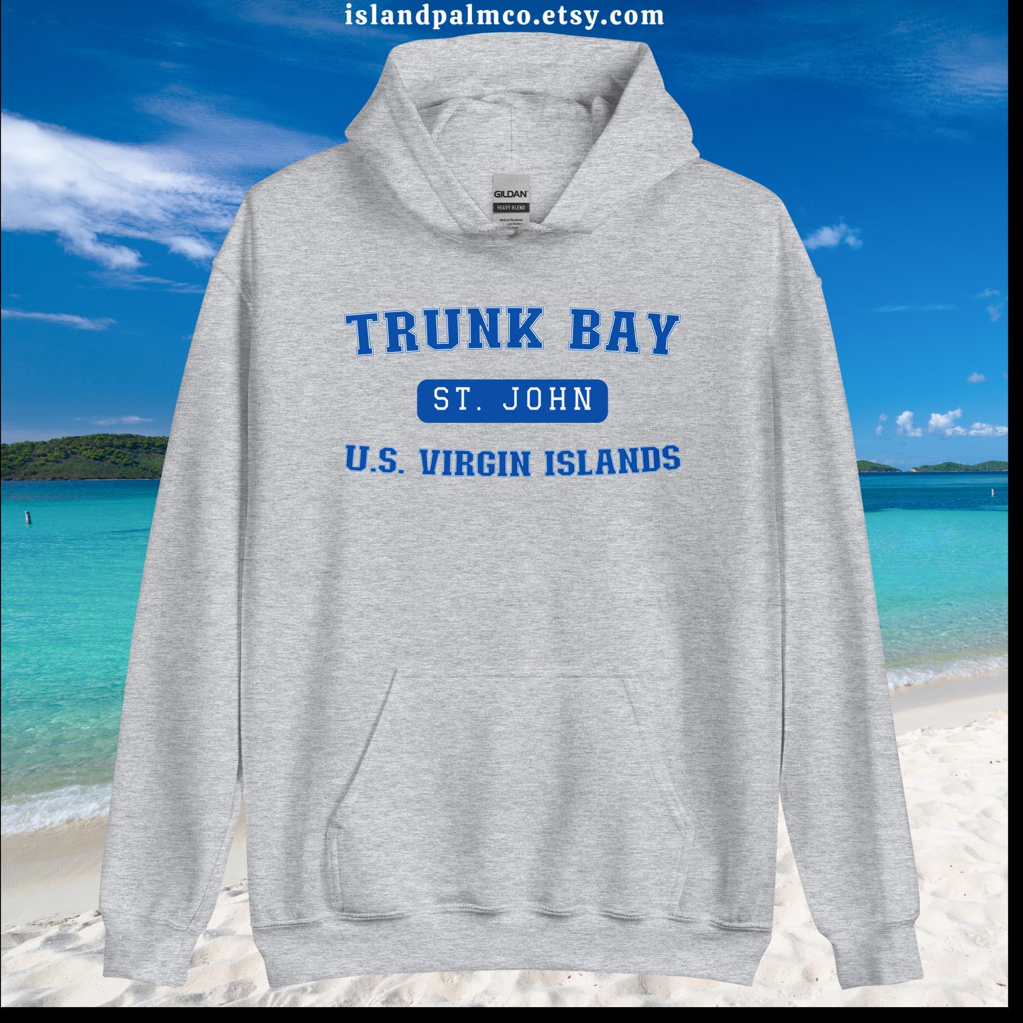 Trunk Bay St John USVI unisex hoodie/Saint John Virgin Islands  souvenir sweatshirt/Island Palm Co St John shirt/sea travel hoodie USVI