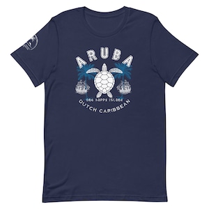 Aruba Dutch Caribbean Unisex t-shirt/Men&#39;s Aruba Pirate Ship tee/Women&#39;s Aruba cruise shirt/Aruba One Happy Island beach tee/Sea turtle tee