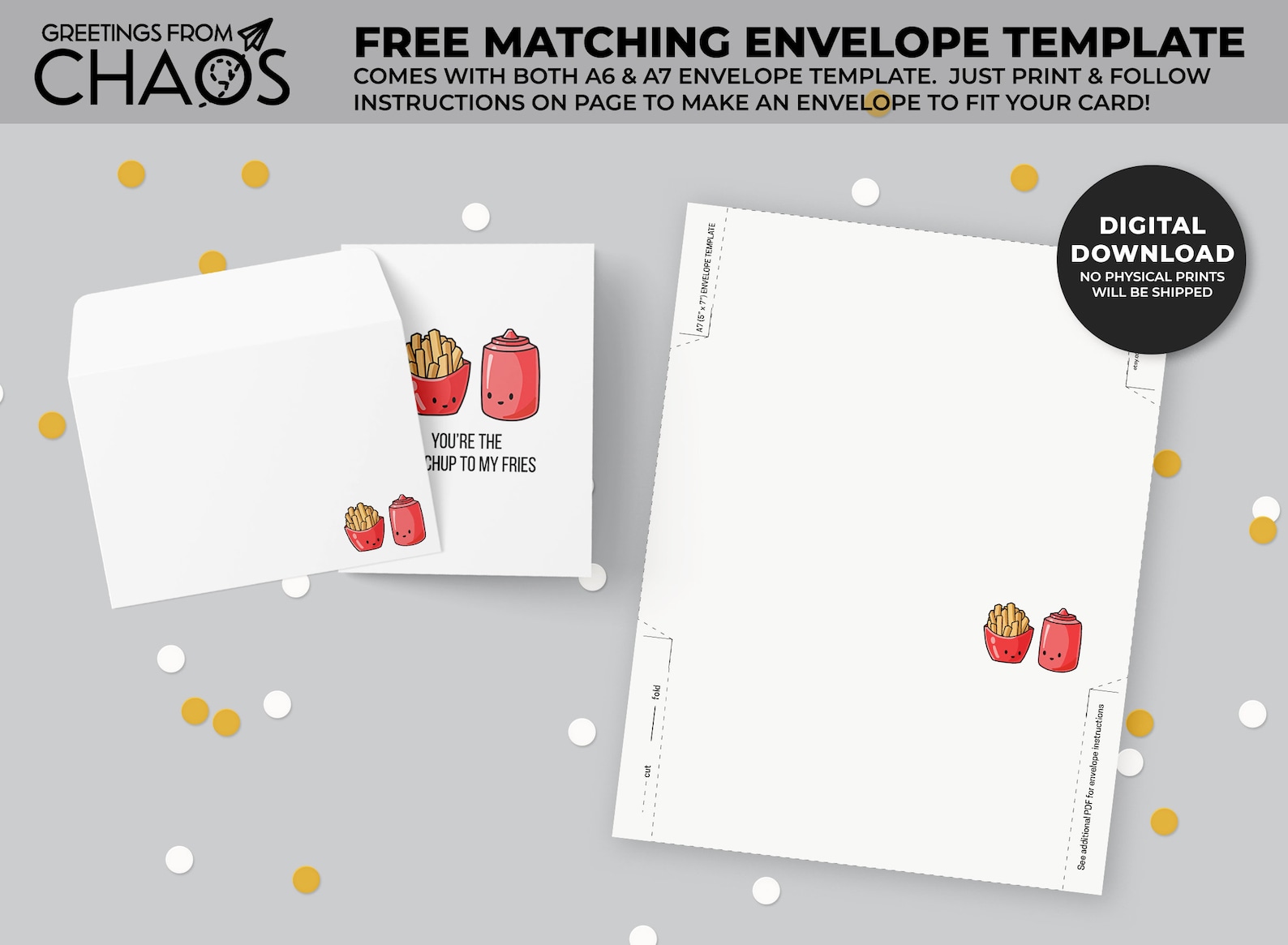 You're the Ketchup to My Fries Printable Card Cute Anniversary Card