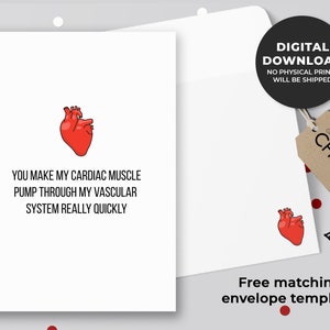 Du machst meine Herz muskelpumpe durch mein Gefäßsystem wirklich schnell Druckbare Karte | Medizinische Punny Karte, Herz | Sofort Download