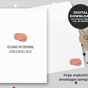 Vous faites mes niveaux de Dopamine aller tous les Silly Printable Card | Carte d’anatomie, Cartes de science de la Dopamine, Cerveau, Punny médical | Téléchargement instantané