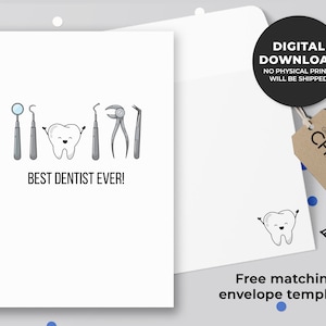 Meilleur dentiste jamais imprimé carte | Carte d’obtention du diplôme de l’école dentaire, nouvelle carte de diplômé dentiste, dentiste Merci | Téléchargement instantané
