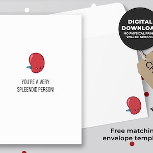 Vous êtes une personne très spleendid Carte imprimable | Carte d’anatomie, Cartes de science de la rate, Punny médical, Cartes d’amour de l’amitié | Téléchargement instantané