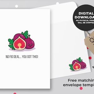Kein Feigen-Deal... Sie haben diese druckbare Karte | Obst-Grußkarte, lustige Motivationskarte, süße Frucht Pun, Feige Kawaii Kunst| Sofortiger Download