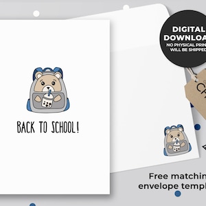 Back to School Printable Card | Card for Teachers, First Day of School Card, Good Luck School Card | Instant Download