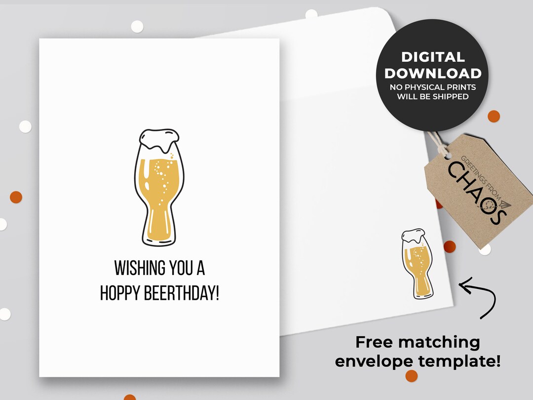 KE Biglietto Auguri Compleanno Sfacciato Con Bicchiere Di Birra - Formato B6 Con Busta - 'Happy Biersday' - 3