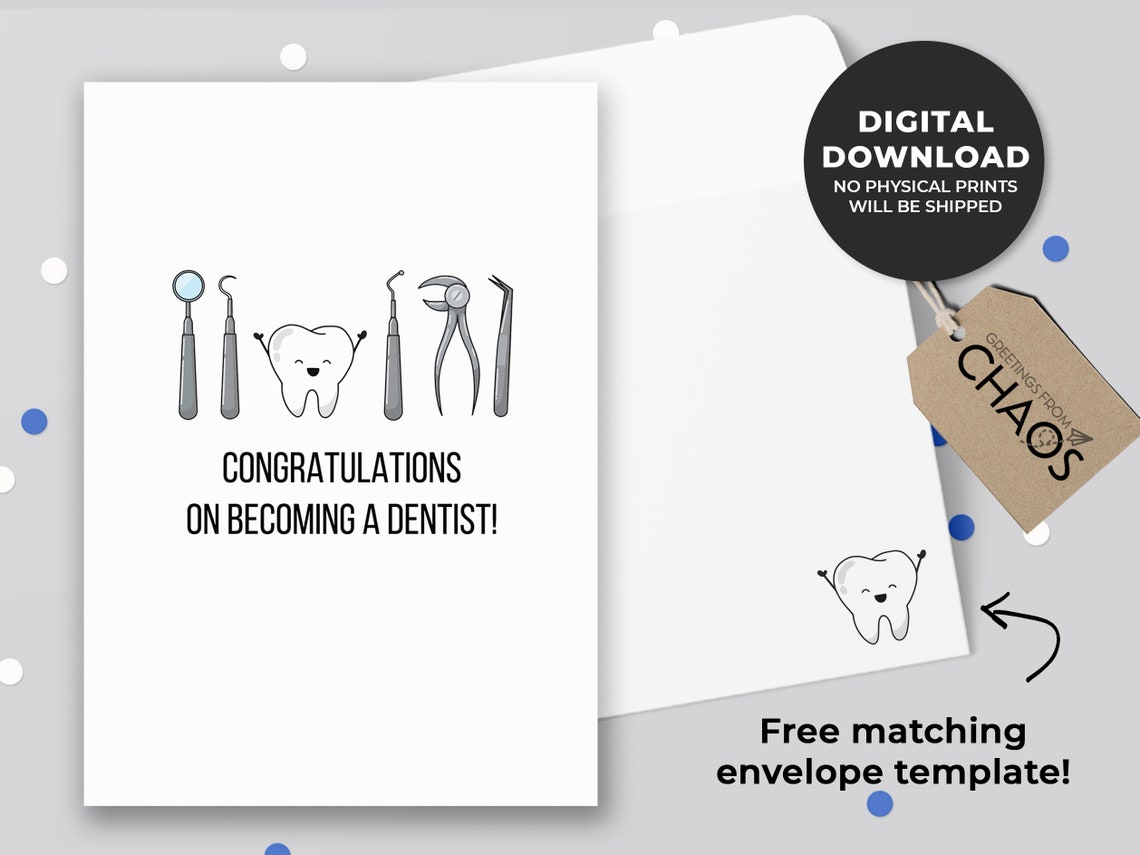 Congratulations on a Dentist Printable Card Dental School