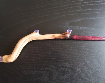 Varita tallada a mano de brujas o magos. Varita de amatista del caos. Manzanita y Corazón Púrpura. Varita inspirada en la película.